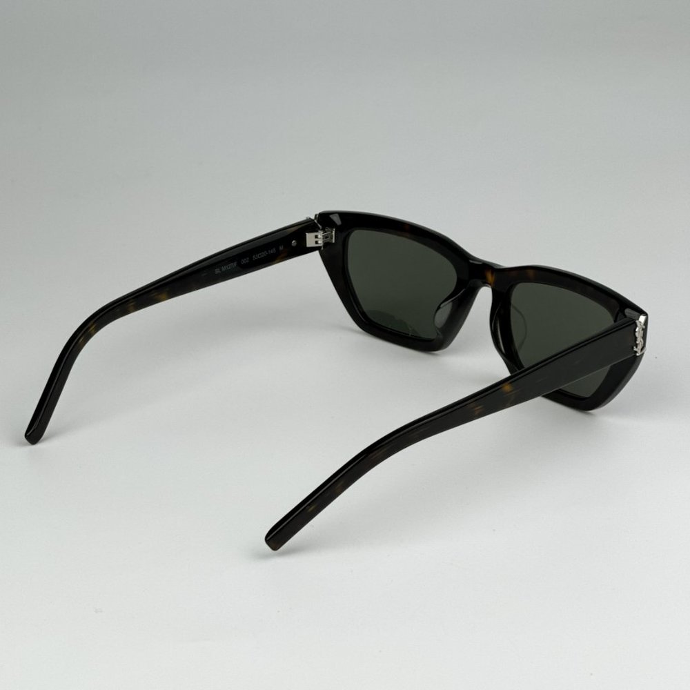 Saint Laurent SLM127/F 002 BRAND NEW Sunglasses Havana Green Cat Eye Women - Picture 10 of 14